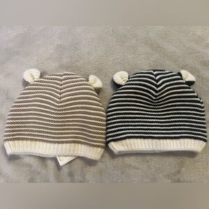 Two brand new without tags stripe baby bear hats 3-9 months